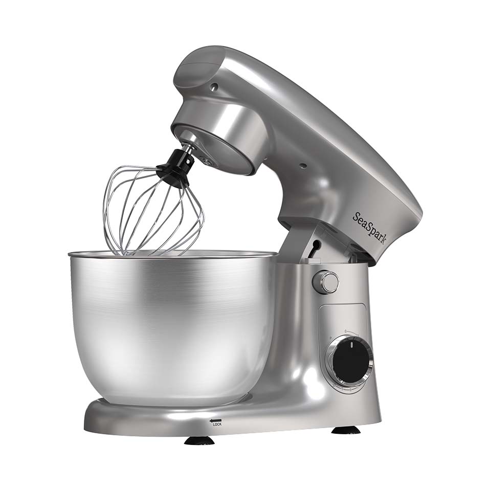 3-IN-1 10-speed Tilting Mixer with Pulse Button, Including 5.5QT Stainless Steel Bowl, Dough Hook, Mixer, Egg Mixer, Spatula-SIlvery, Mixer for Baking, Mixer Grinder for Kitchen, Kitchen Mixer, Mixer Blender, Mixer Grinder