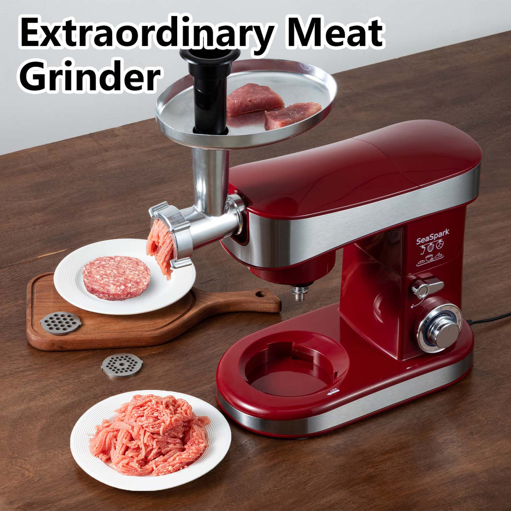 1PC Stand Mixers,6-in-1 6-speed with Pulse Button, Accessories 6.3QT Stainless Steel Bowl, Mixer, Dough Hook, Egg Beater, Spatula, Juicer Accessories, Meat Grinder Accessories and Noodle Pressing Accessories,Red