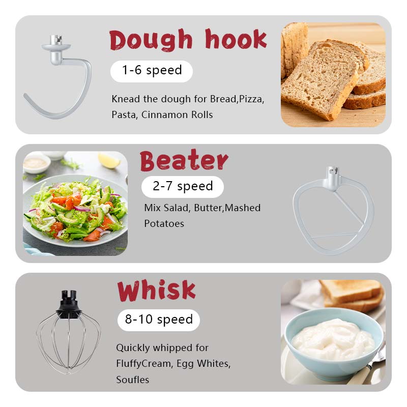 3-IN-1 10-speed Tilting Mixer with Pulse Button, Including 5.5QT Stainless Steel Bowl, Dough Hook, Mixer, Egg Mixer, Spatula-Red, Hand Mixer for Baking, Kitchen Appliance, Baking Essentials, Compact Design, Modern Kitchen Tool