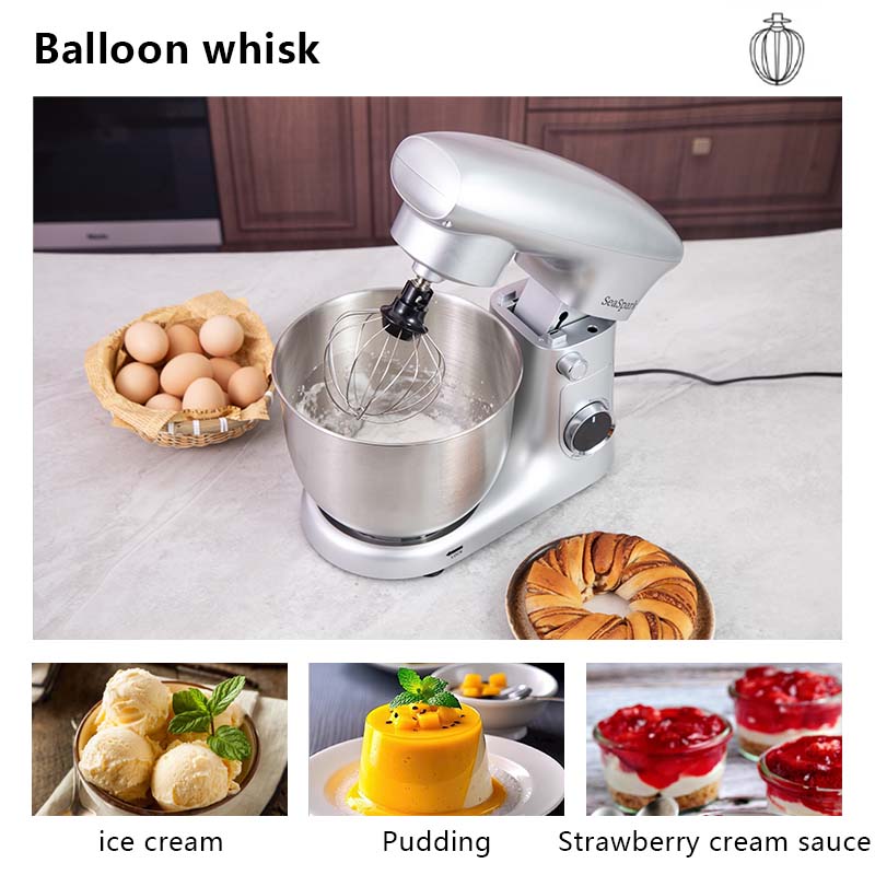 3-IN-1 10-speed Tilting Mixer with Pulse Button, Including 5.5QT Stainless Steel Bowl, Dough Hook, Mixer, Egg Mixer, Spatula-SIlvery, Mixer for Baking, Mixer Grinder for Kitchen, Kitchen Mixer, Mixer Blender, Mixer Grinder