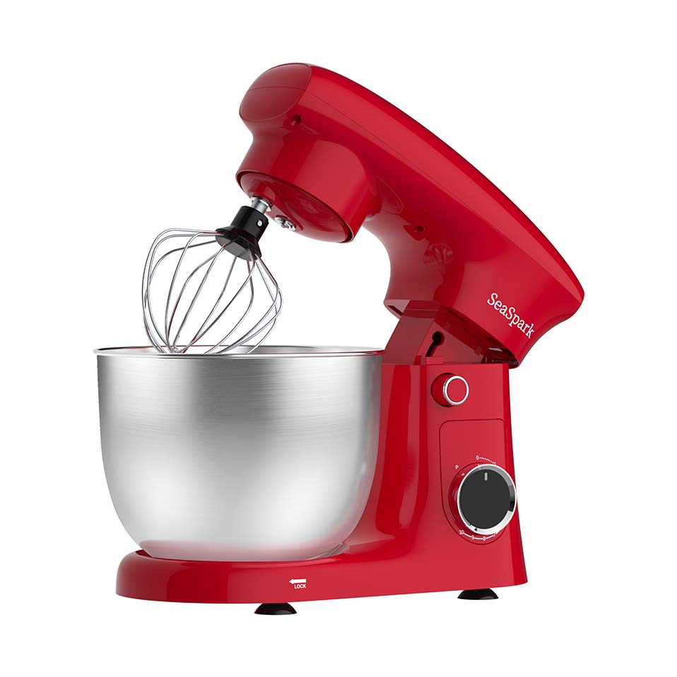 3-IN-1 10-speed Tilting Mixer with Pulse Button, Including 5.5QT Stainless Steel Bowl, Dough Hook, Mixer, Egg Mixer, Spatula-Red, Hand Mixer for Baking, Kitchen Appliance, Baking Essentials, Compact Design, Modern Kitchen Tool