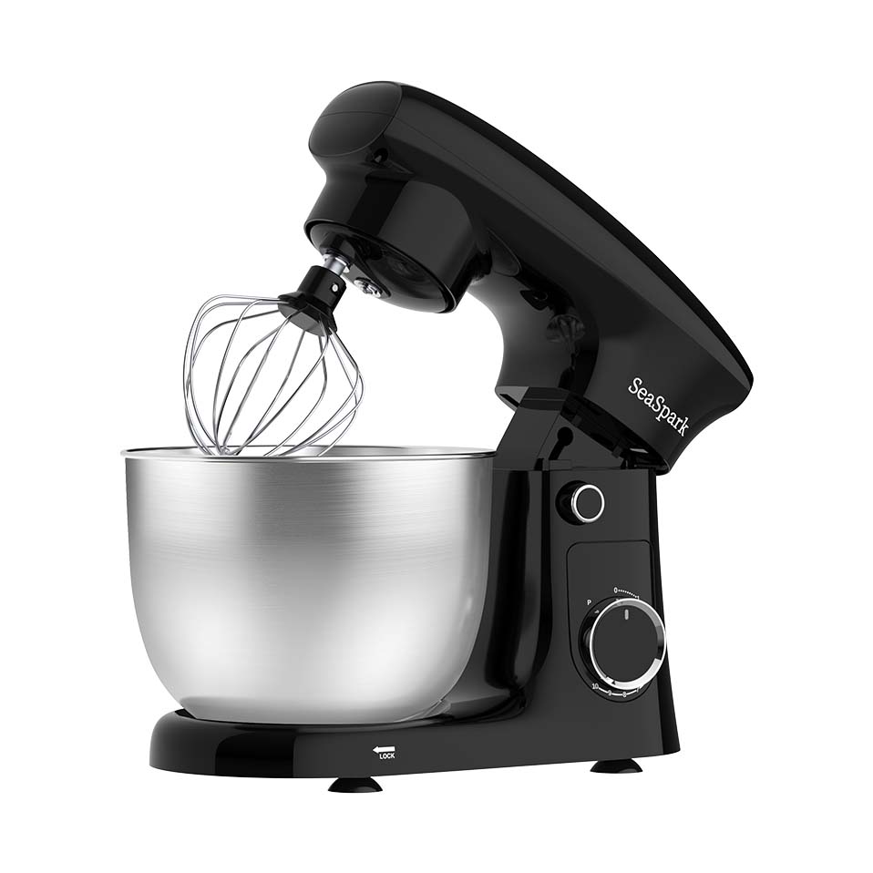 3-IN-1 10-speed Tilting Mixer with Pulse Button, Including 5.5QT Stainless Steel Bowl, Dough Hook, Mixer, Egg Mixer, Spatula-Black, Mixer for Baking, Stand Mixer for Baking Heavy Duty, Kitchen Mixer