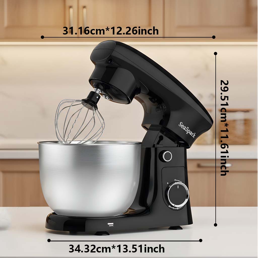 3-IN-1 10-speed Tilting Mixer with Pulse Button, Including 5.5QT Stainless Steel Bowl, Dough Hook, Mixer, Egg Mixer, Spatula-Black, Mixer for Baking, Stand Mixer for Baking Heavy Duty, Kitchen Mixer